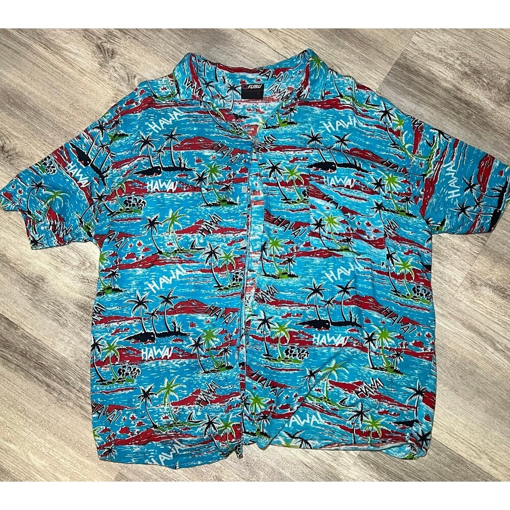 Hawaiian vintage FUBU men’s button‎ down shirt size M